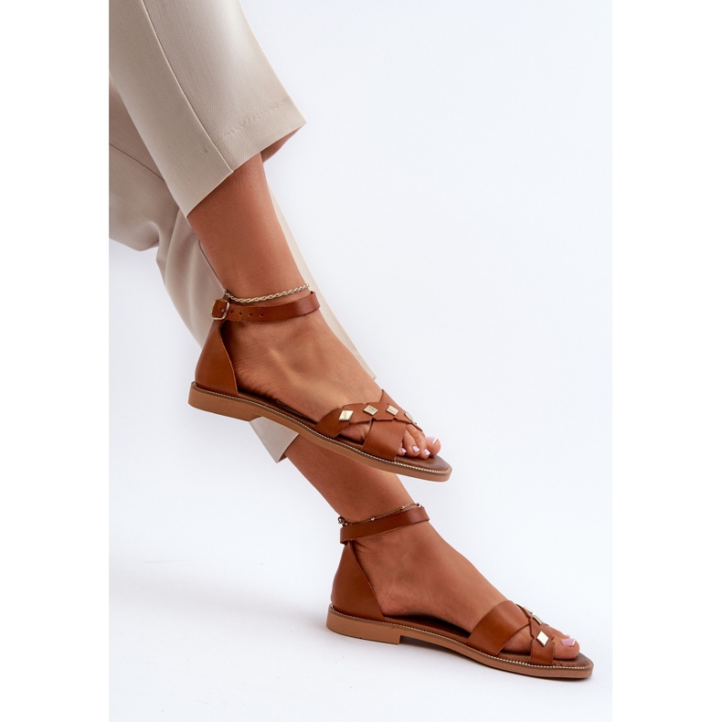 Zazoo 40378 női lapos bőrszandál, barna 1