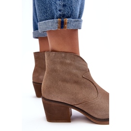 S.Barski Velúr Cowboy csizma cipzárral D&amp;A SN622-29 Sötétbézs 3