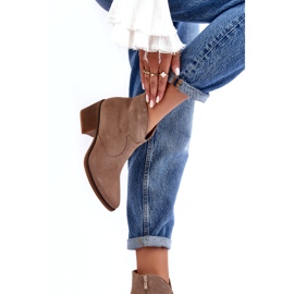 S.Barski Velúr Cowboy csizma cipzárral D&amp;A SN622-29 Sötétbézs 2