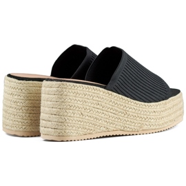 Fekete espadrille flip-flop magas ékkel 1