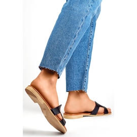 Fekete női papucs természetes bőrből 1