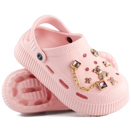 Rózsaszín flip-flop vastag talppal és díszítéssel 1