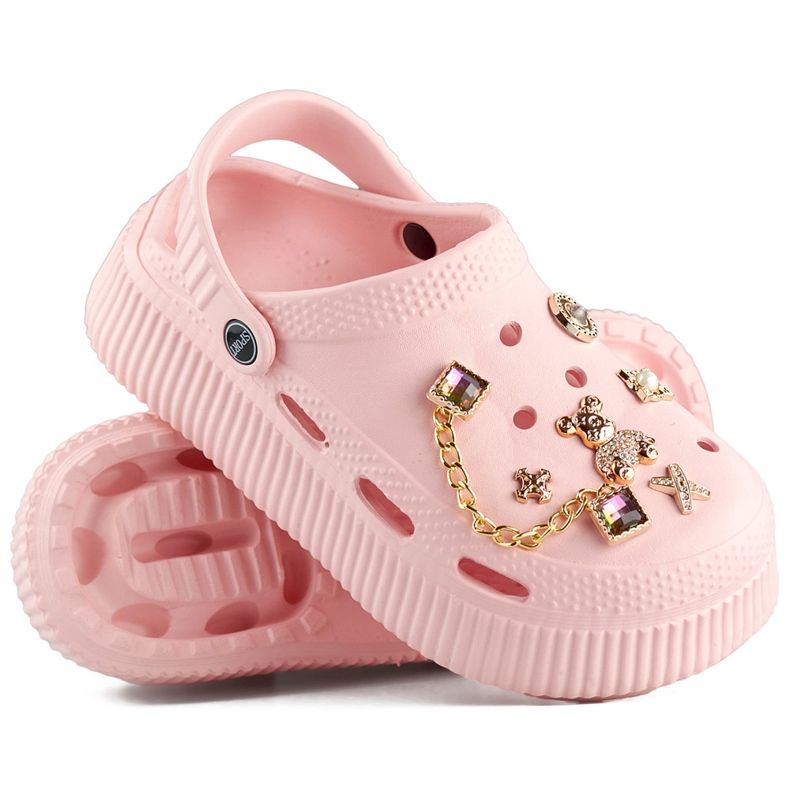 Rózsaszín flip-flop vastag talppal és díszítéssel 1