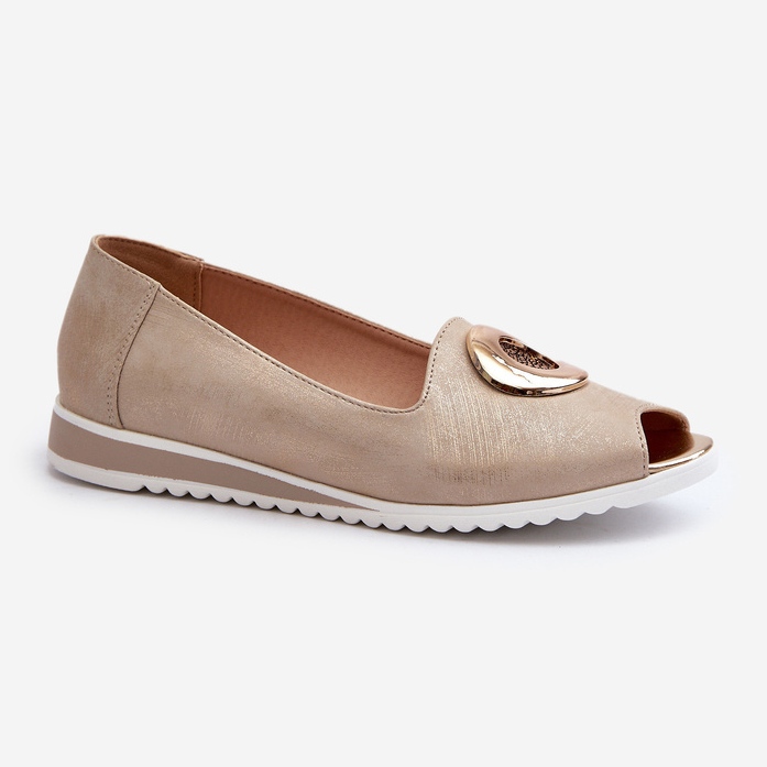 Jezzi Női szivattyúk Eco bőr díszítéssel, arany Biolita aranysárga 1