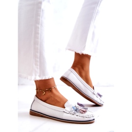 Evento Női bőrcipők rojtokkal Fehér Laressa 1