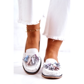 Evento Női bőrcipők rojtokkal Fehér Laressa 2