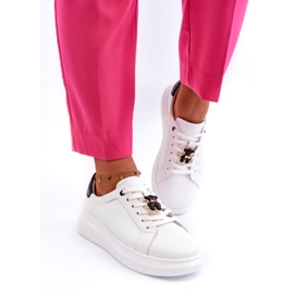 Vinceza Női bőr tornacipő mackóval, fehér Mirven 2