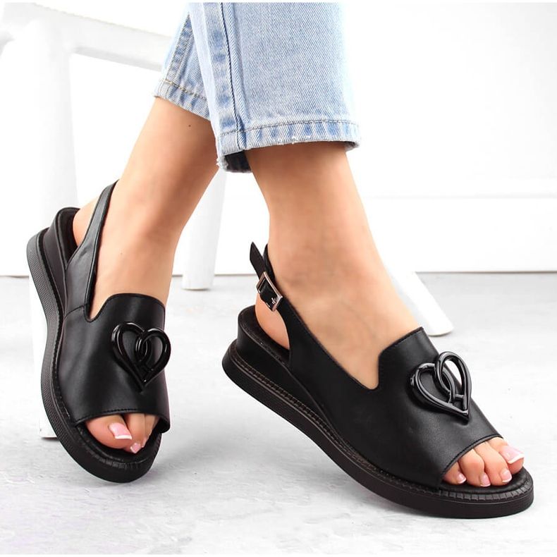 Fekete bőr női ékszandál Filippo DS6069 1