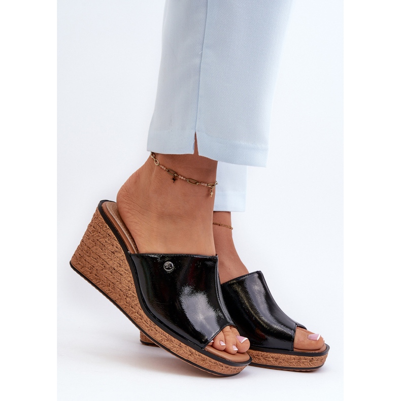 Női Patent Wedge Flip-Flops Sergio Leone KL213 Fekete 2 Női Patent Wedge Flip-Flops Sergio Leone KL213 Fekete 2