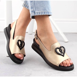 Női bőr ékszandál, arany Filippo DS6069 aranysárga 1