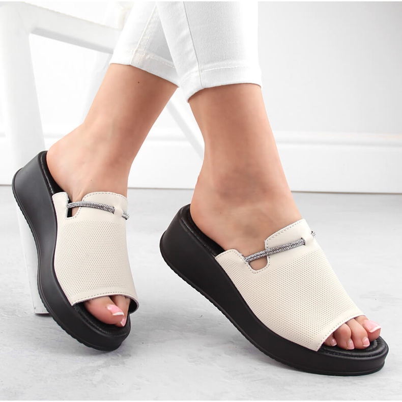 Bőr női ékszandál ekri Filippo DK6067 bézs 1