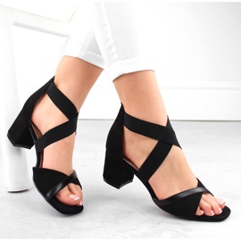 Női magassarkú szandál gumiszalaggal, fekete Filippo DS6262 1