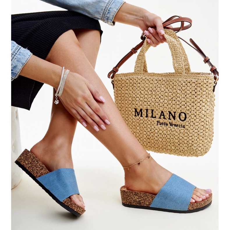 Kék Naifene parafa ékpapucsok 1