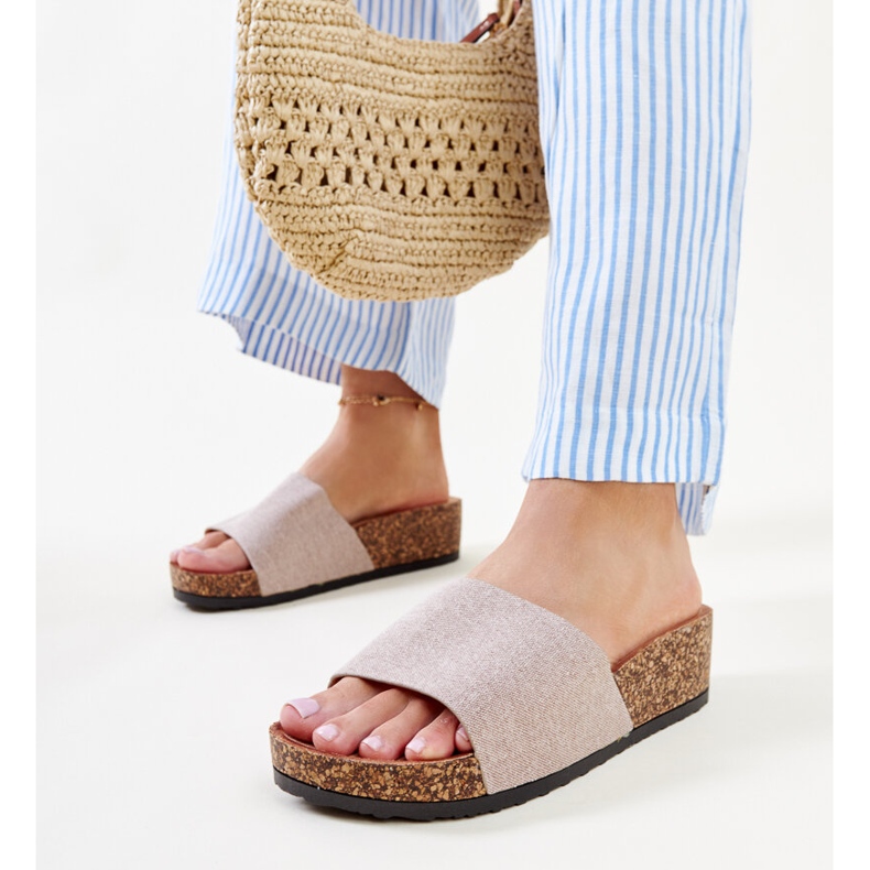 Sötétbézs öszvérek parafa Naifene ékkel 1