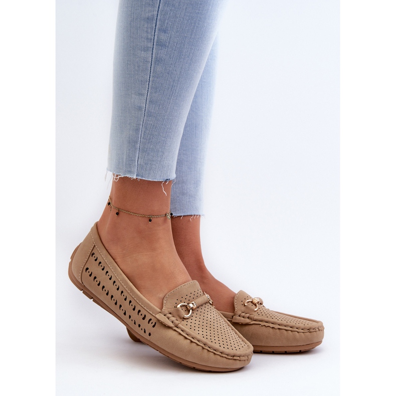 Női áttört mokaszin díszítéssel, Brown Kaydance bézs 2