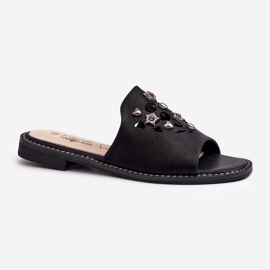 Fényes női papucsok díszítéssel S.Barski KV27-063 Fekete 1