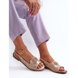 Női szandál díszítéssel S.Barski KV27-049 Arany aranysárga 1