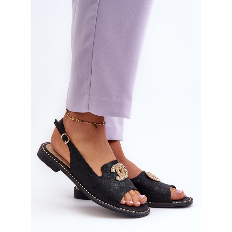 Női szandál díszítéssel S.Barski KV27-049 Fekete 2