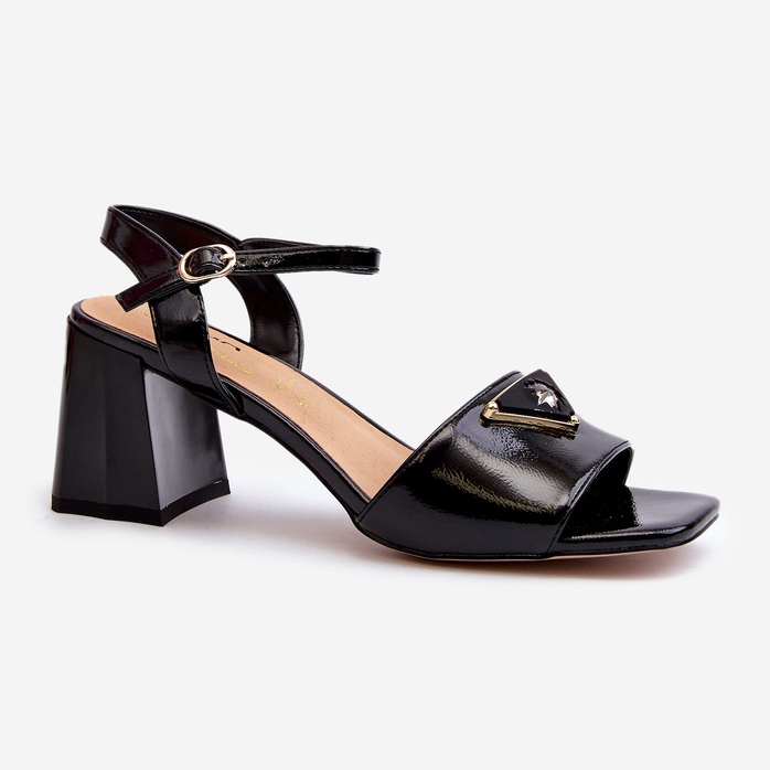 S.Barski Elegáns lakkbőr szandál magas sarkú fekete D&amp;A MR38-660 1