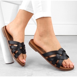 Női fekete római papucs, Sergio Leone SK076H 1