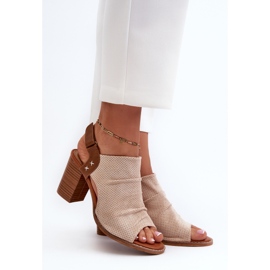 Női áttört szandál magas sarkú bézs Rosca-n 2