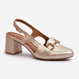 Bőr szandál magas sarkú Maciejka 06419-25 arany aranysárga 1