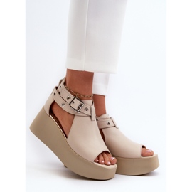 Zazoo 1732 bőr szandál, bézs 2