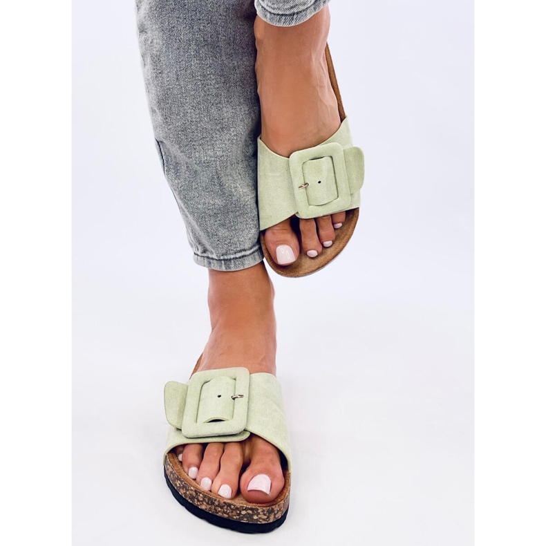 Priya LT.GREEN parafa talpú papucs zöld 1