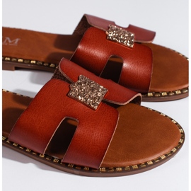 Női barna lapos papucs 2