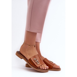 Zazoo 40384 elegáns női bőr papucs, barna 2