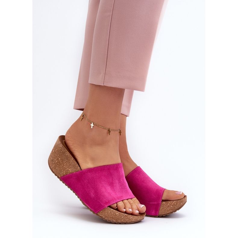 Zazoo 40311 női papucs parafa ék fuksziával rózsaszín 2
