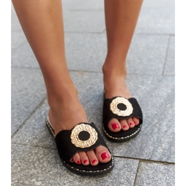 Fekete flip-flop bőr betéttel a Buenastól 1