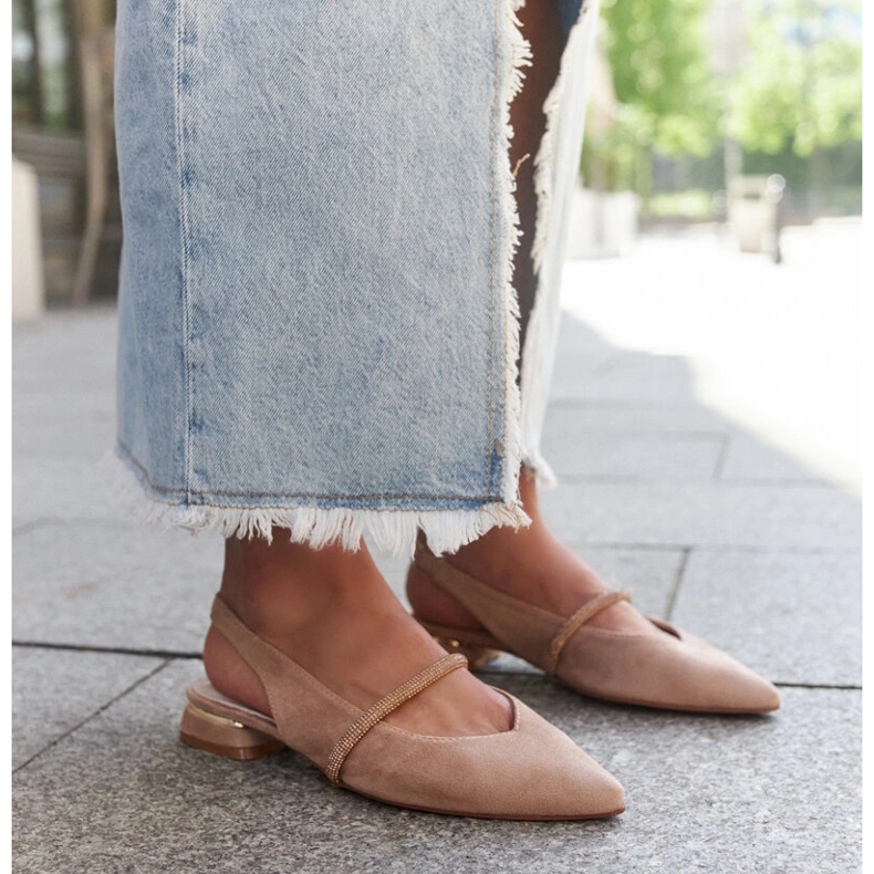 Morcosa bézs balettlakások bőrbetéttel 1 Morcosa bézs balettlakások bőrbetéttel 1