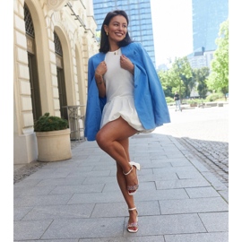 Magas sarkú szandál színes Ghuson kövekkel fehér 1