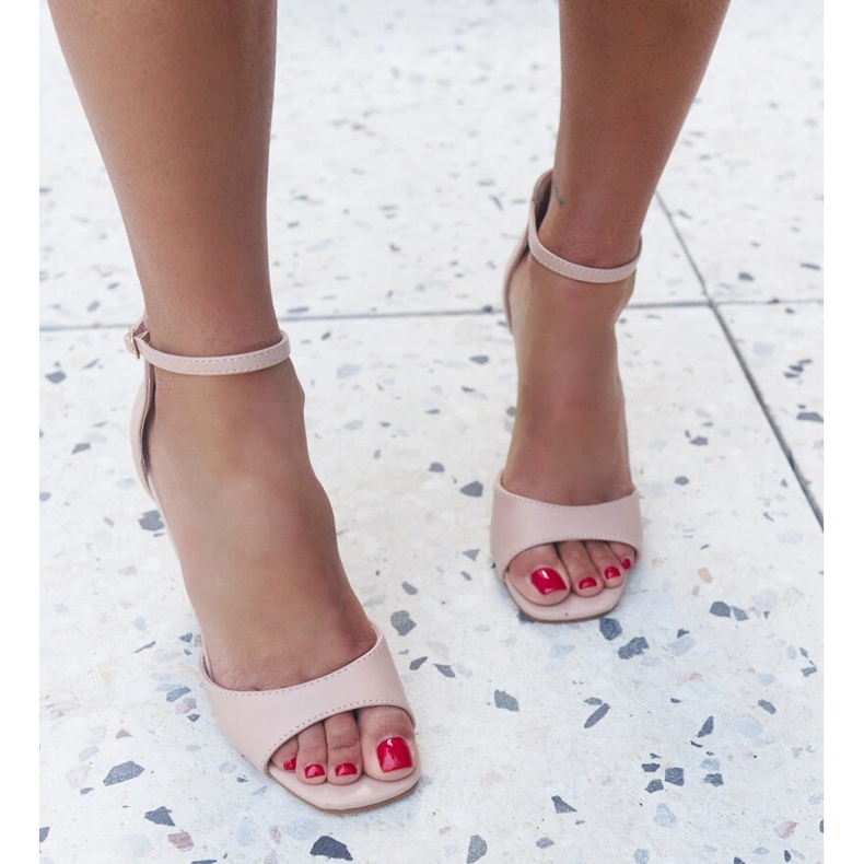 Askern öko bőr magassarkú szandál bézs 1