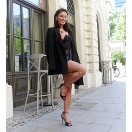 Askern öko bőr magassarkú szandál fekete 1