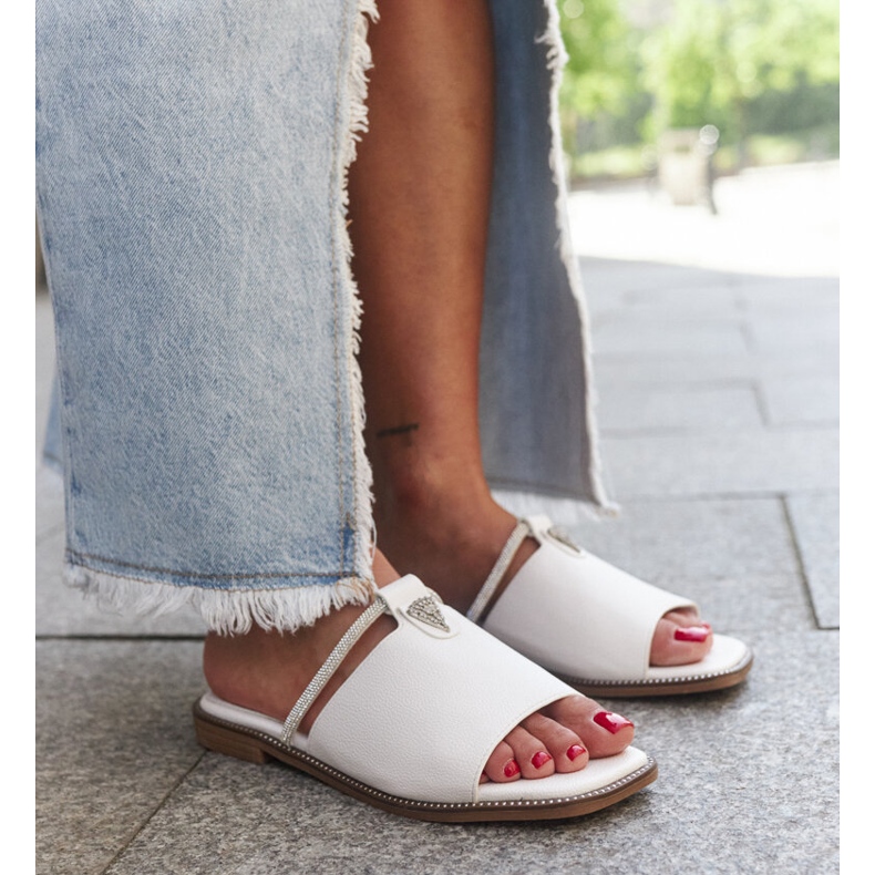 Flip-flop Antari bőr betéttel fehér 1