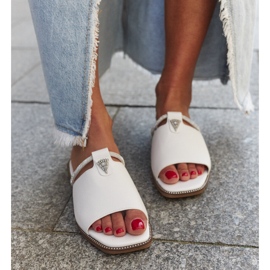 Flip-flop Antari bőr betéttel fehér 2