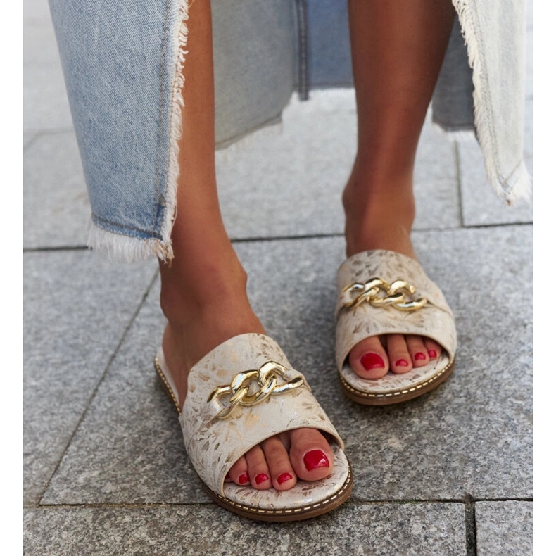 Ranime papucsok bőr betéttel bézs 1