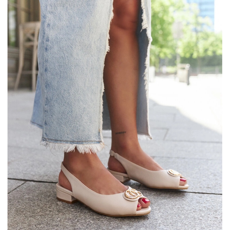 Karimala bőr talpbetétes szandál bézs 1