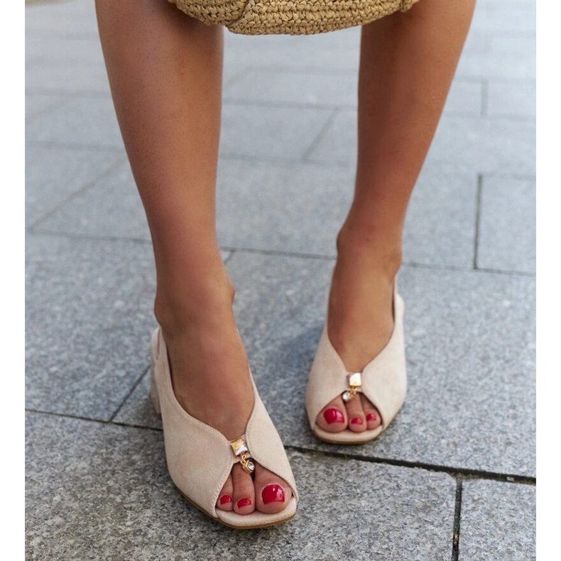 Blokk szandál Shamoun bőr betéttel bézs 1 Blokk szandál Shamoun bőr betéttel bézs 1