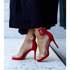 Janan magas sarkú szandál átlátszó felsőrésszel piros 2