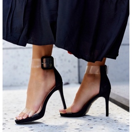 Janan magas sarkú szandál átlátszó felsőrésszel fekete 1