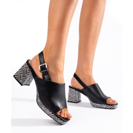 Fekete elegáns, magas sarkú szandál Sergio Leone-tól 1