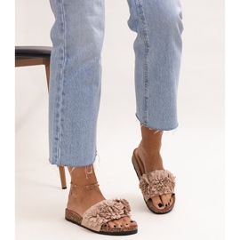 Almida virágos papucsok parafa talpon bézs 1