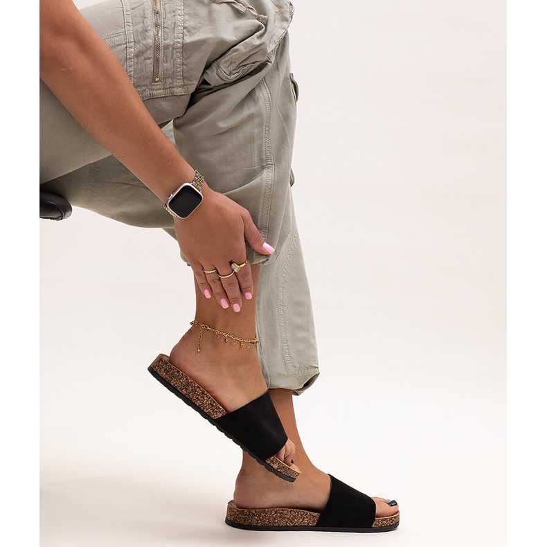 Klasszikus papucs Matilte parafa talppal fekete 1 Klasszikus papucs Matilte parafa talppal fekete 1