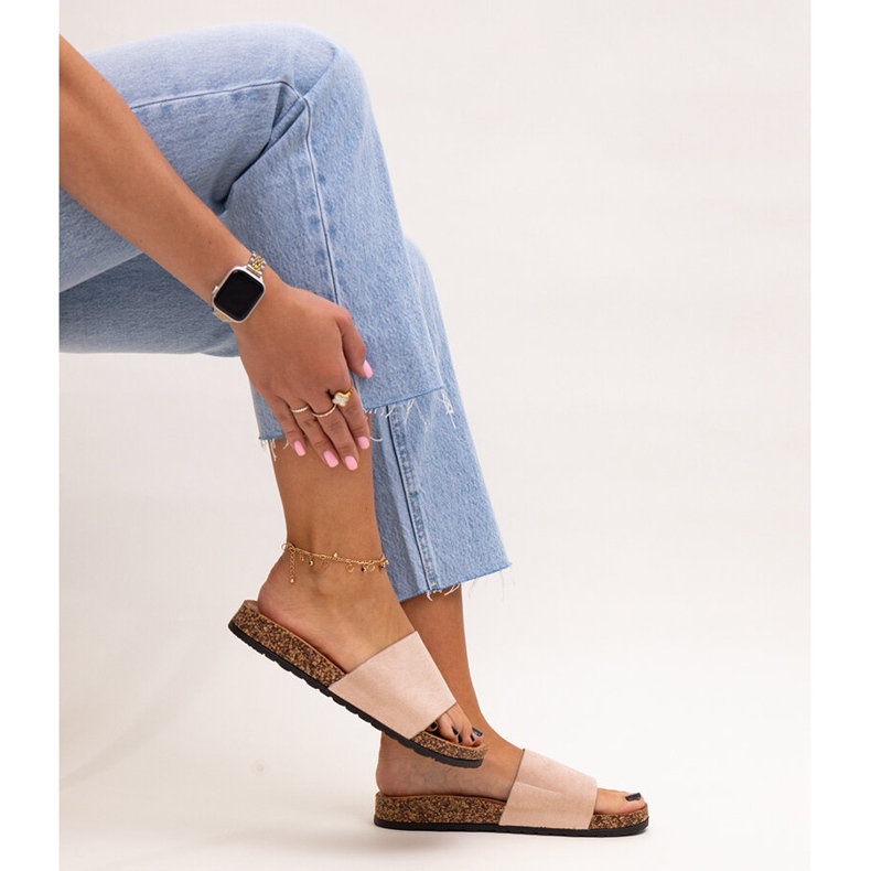 Klasszikus papucs Matilte parafa talppal bézs 1