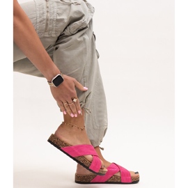 Papucs Ribera fényes parafa talppal rózsaszín 1