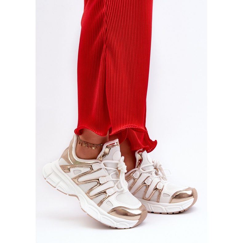 Női tornacipő, fehér és arany Ahmani 2