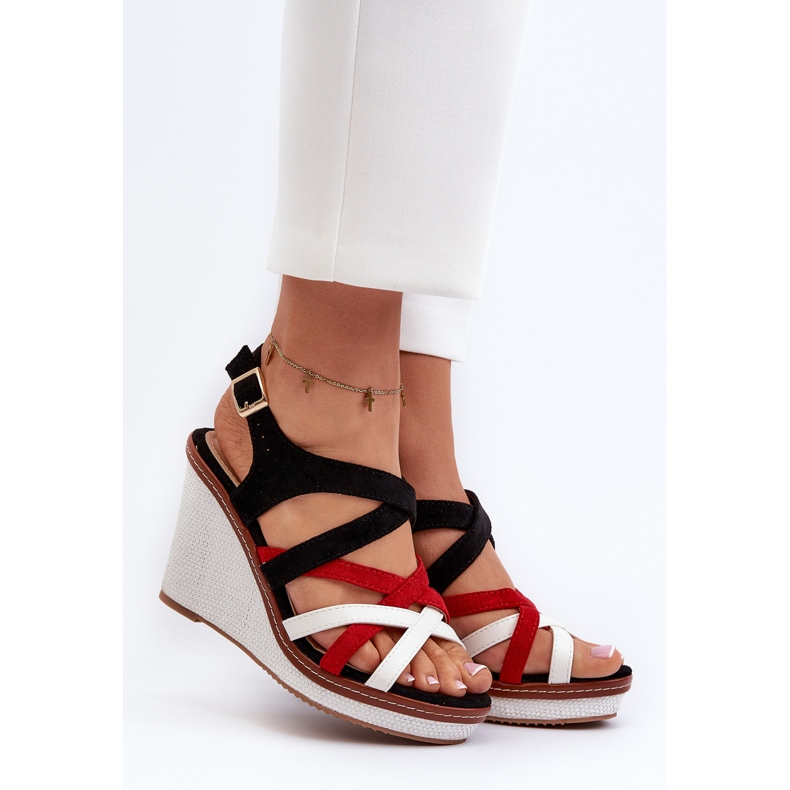 Fekete Ellen Strappy Wedge szandál 2